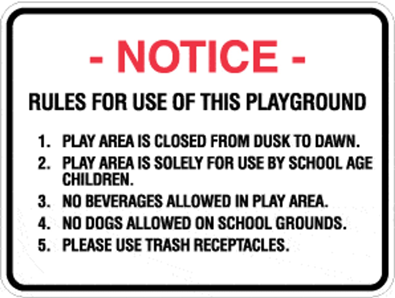 Tin sign vintage Notice Rules for Use of Playground School Plaque Poster for Bar Pub Beer Home Garage Man Cave Wall Decor 12x8 Inch
