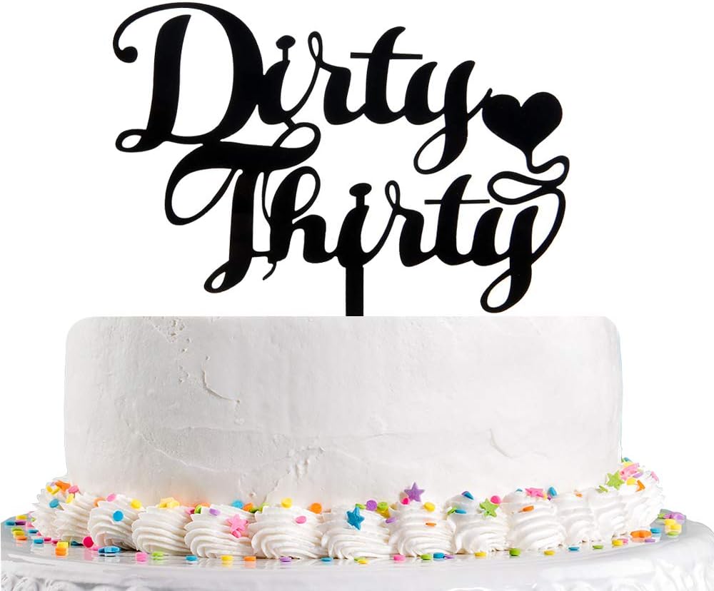 Karoo Jan Dirty Thirty Cake Topper - Happy 30th Birthday, Anniversary,Hello 30 Retirement Party Supplies Decoration (Black)