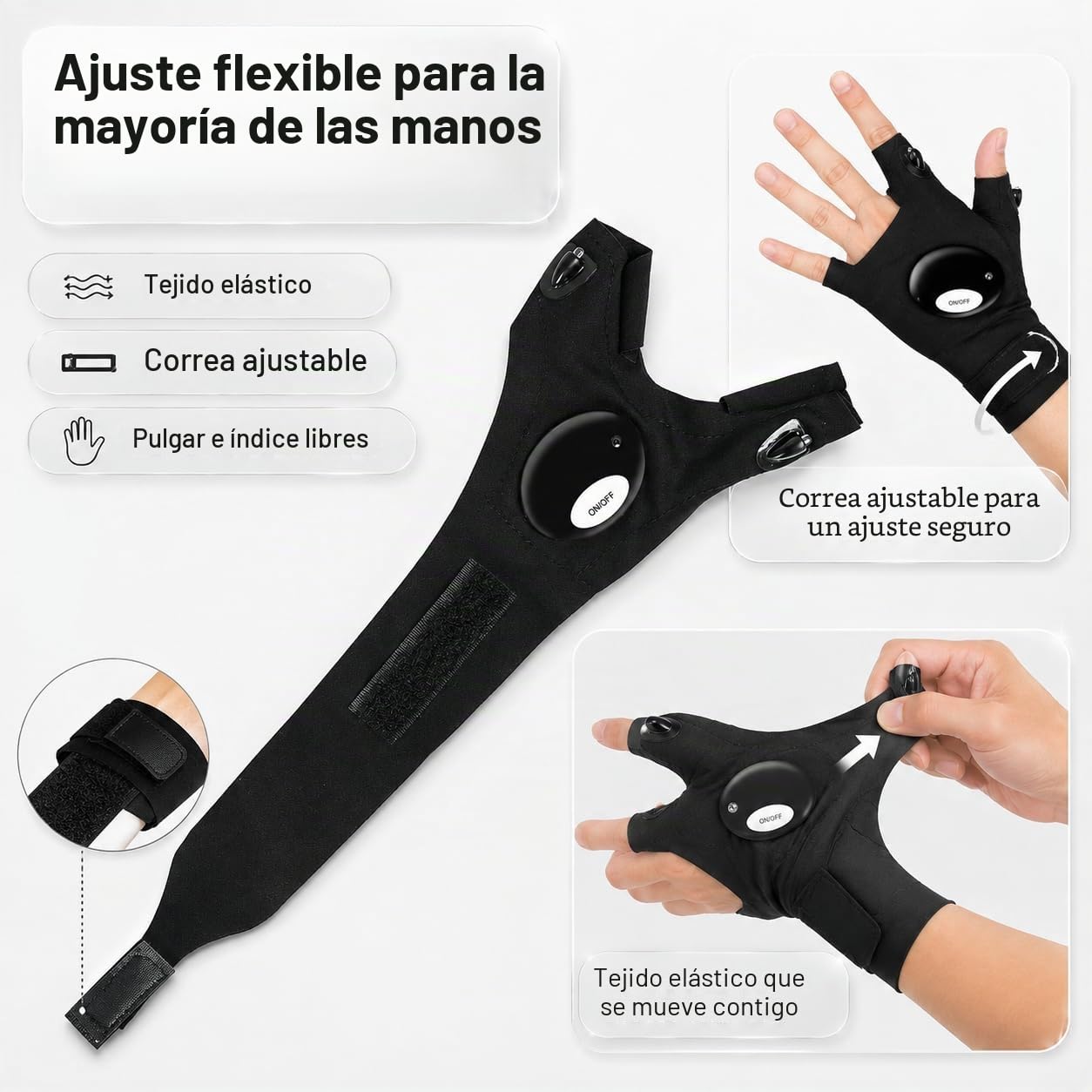 Mylivell Guantes Linterna LED, Regalos Originales para Hombre Manitas, Papá, Bricolaje, Pesca Nocturna, Reparación de Coches, Camping, Caza, Herramienta Luminosa Manos Libres