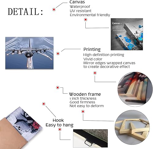 Miniatura 6 de Decoración militar de avión AC-130, decoración de pared de cañón de aire, póster de aviación, arte de pared de aviación, póster de avión de