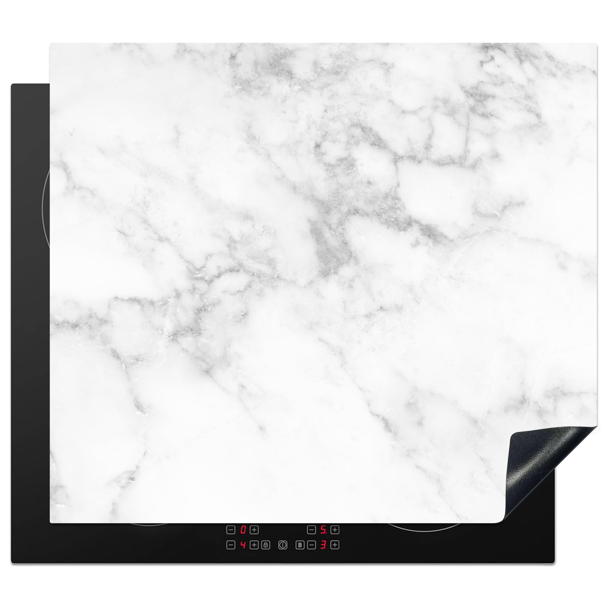 KitchenYeah© Induction Hob Cover Protector Mat 20.1"x23.2" / 59x51 cm Kitchen Universal Ceramic Covers for Electric Cookers Vinyl Marble - White - Grey - Luxe - Marble Look - Stone