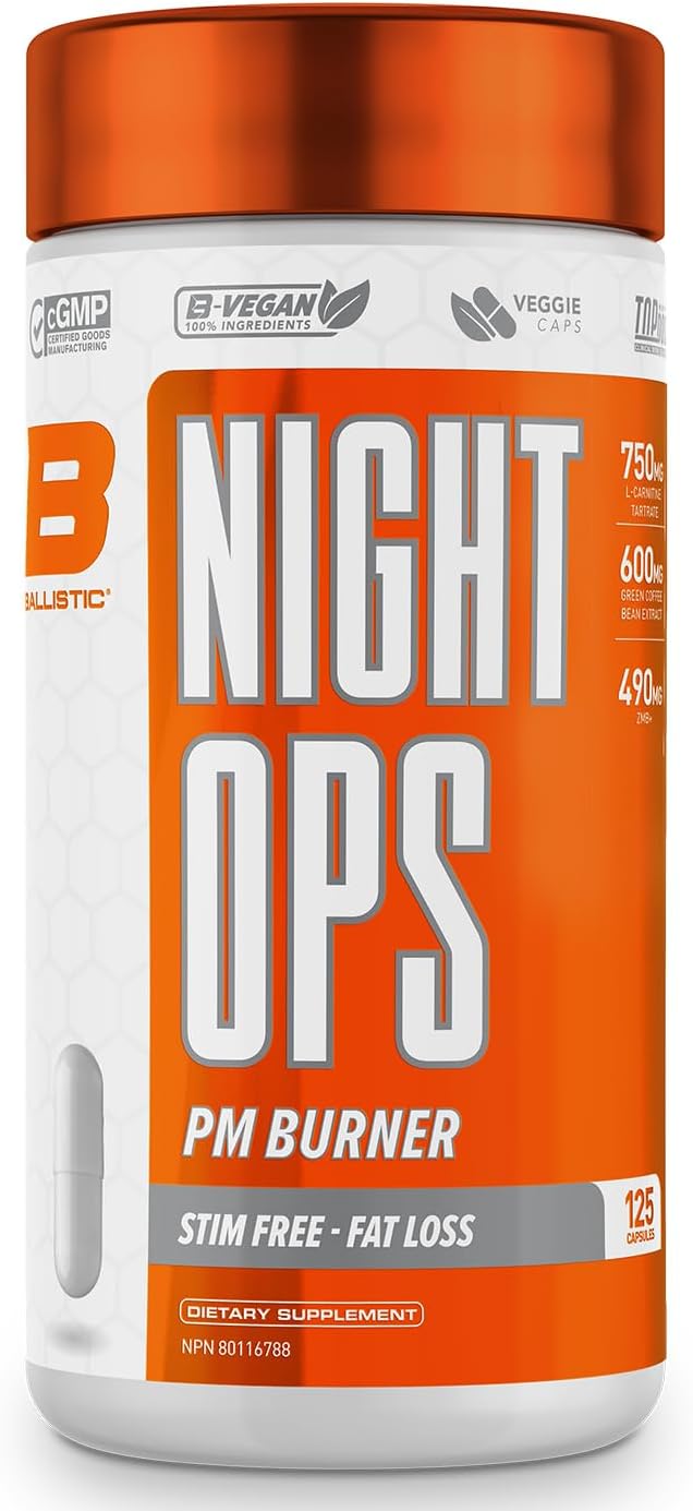 Ballistic Supps NIGHT OPS 125 Vegetarian Capsules NIGHT TIME Fat