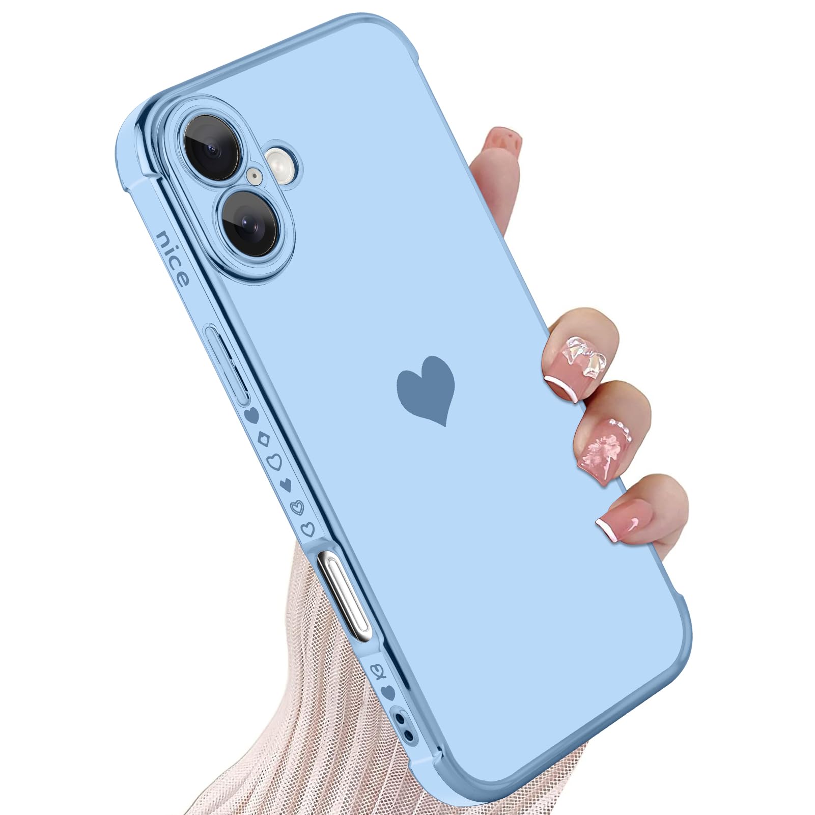 KANGHAR Compatible with iPhone 16 5G Case for Women Girl, Plating Edge Cute Love Heart Soft TPU Bumper with 4 Corners Shockproof Protection Phone Case