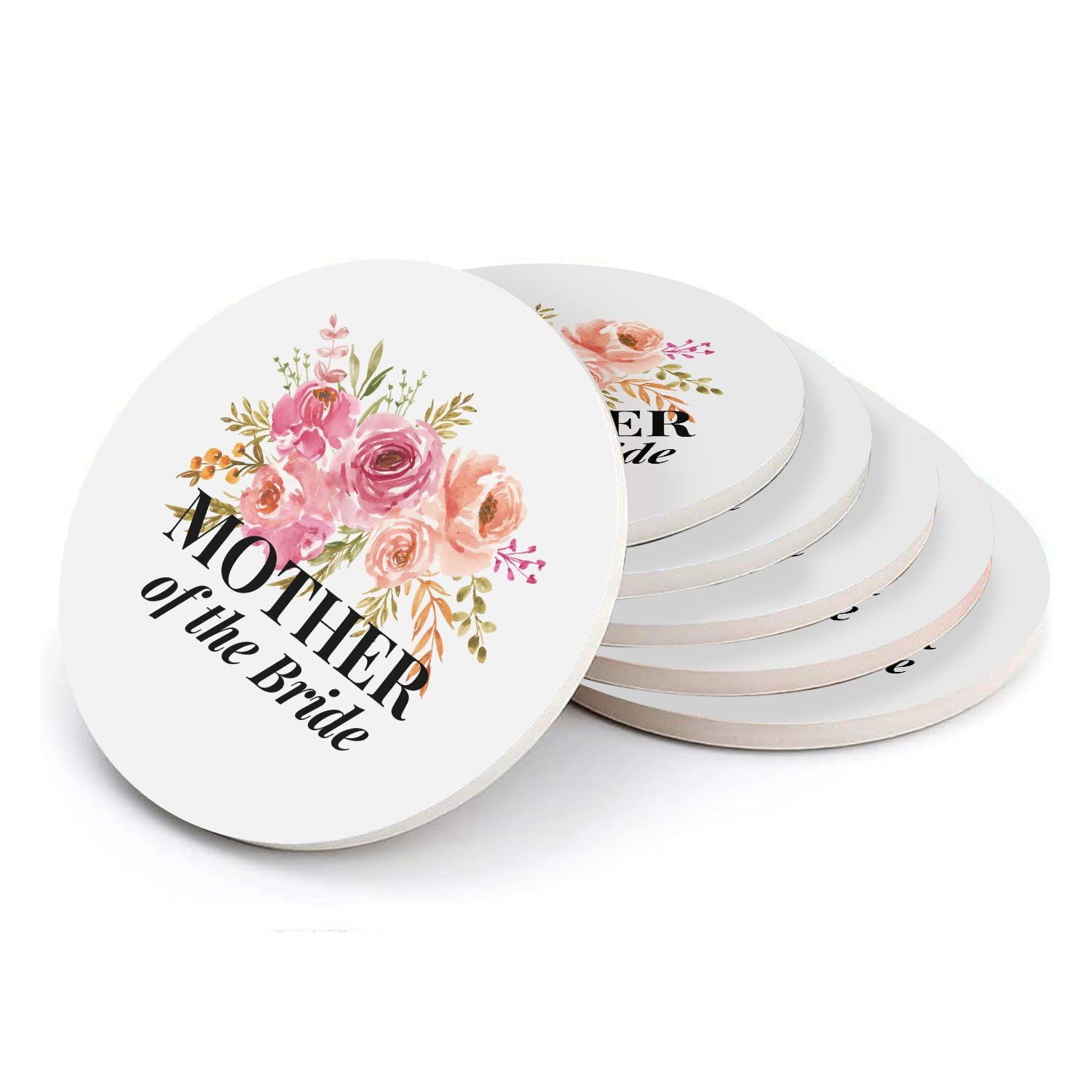 Sous-verre ronds en céramique lot de 6 pour cadeau aux invités de mariage
