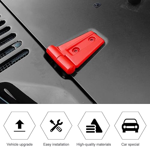 Miniatura 4 de RT-TCZ Cubierta de bisagra de capó, accesorios de decoración exterior para Jeep Wrangler JK y Unlimited 2007-2017, 2 unidades (rojo)