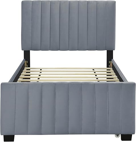 Miniatura 182 de SOFTSEA Cama de plataforma tapizada tamaño Queen con cajón de almacenamiento, marco de cama tapizado con cabecera con respaldo de alas, soporte de