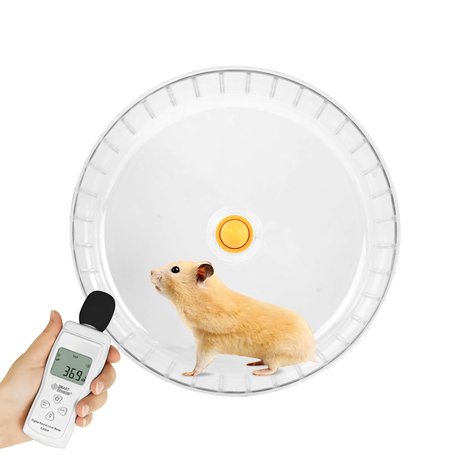 Ruota Criceto Silenziosa, 17 cm Dual-Bearing Criceto Esercizio Ruotas Tranquillo Spinning, Ruotas da Corsa per Criceti, Plastica Ruota da Corsa Trasparente per Gerbilli, Roditori, Topi，Orso d'oro