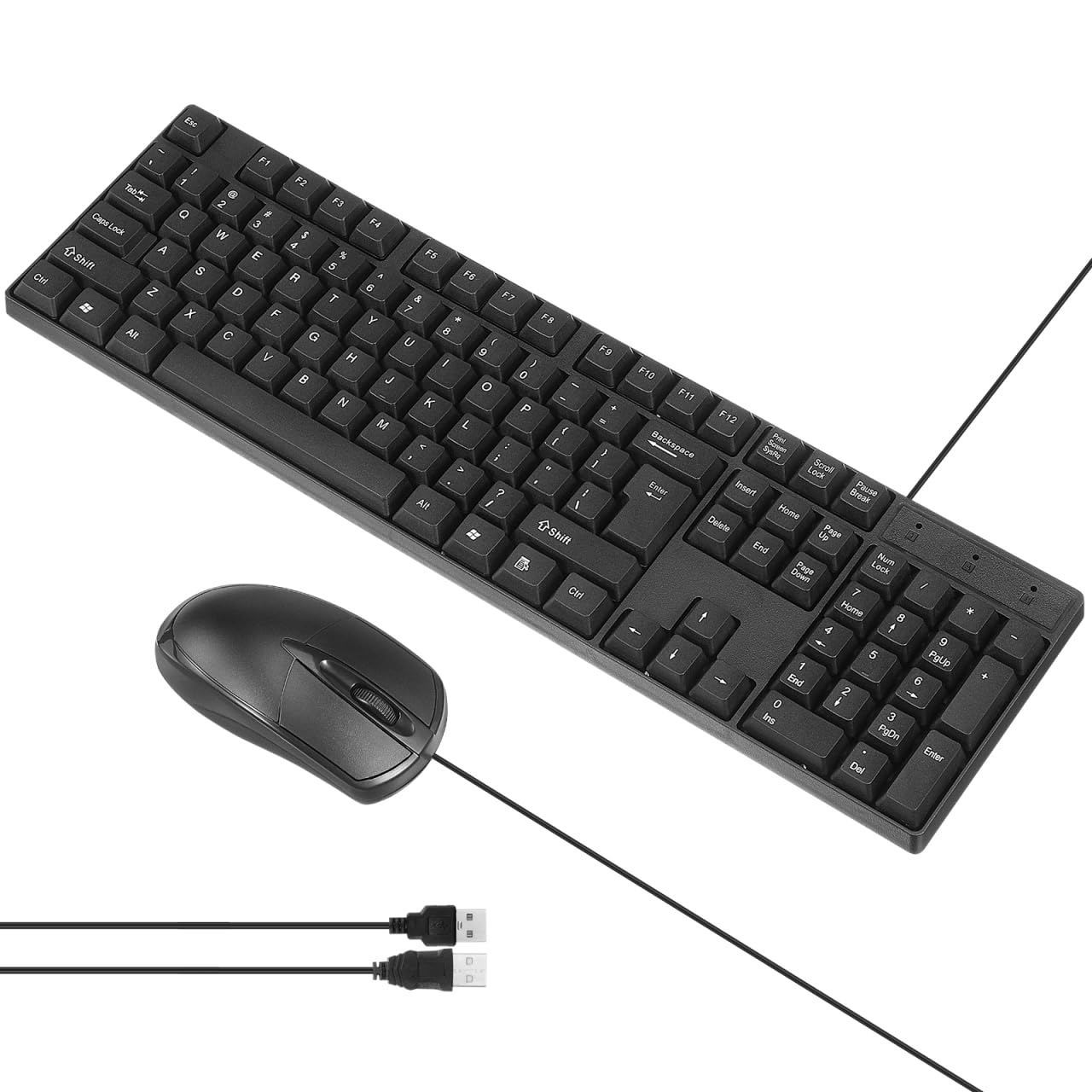 TEHAUX Wired USB Keyboard and Mouse Combo Quiet Typing with Numeric Keypad Computer Accessory for Typing Gaming Working-image-1
