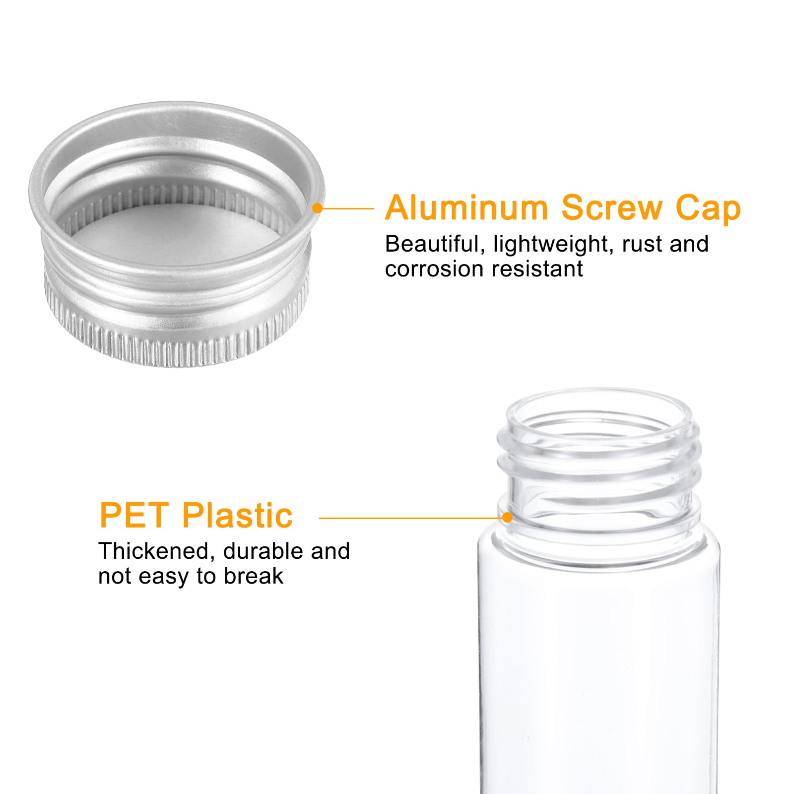 PATIKIL Tubi plastica da 110 ml con tappi a vite, 40 pezzi, 151x34 mm, per decorazioni scientifiche, conservazione caramelle, perle, sale da bagno, uso in laboratorio, tonalità argento