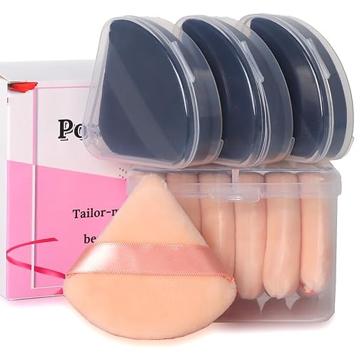 Miniatura 8 de Ocim 10 esponjas triangulares de polvo para polvo facial, suave terciopelo triangular para belleza, maquillaje prensado, almohadillas aplicadoras de