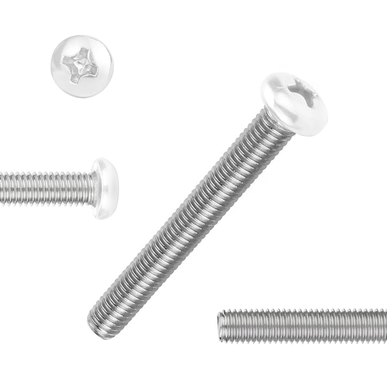 QISHENG 100 PCS White Head #6-32X2 Stainless Steel Phillips Pan Head Machine Screws,DIY,Repair,Install Furniture and Electrical Appliances Screws,