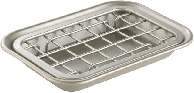 iDesign 73015 Soap Dish for Soap Bars, Small Soap Holder Made of Durable Metal, Practical Sink Caddy with Mesh Insert for Quick-Draining Soap Storage, Matte Silver