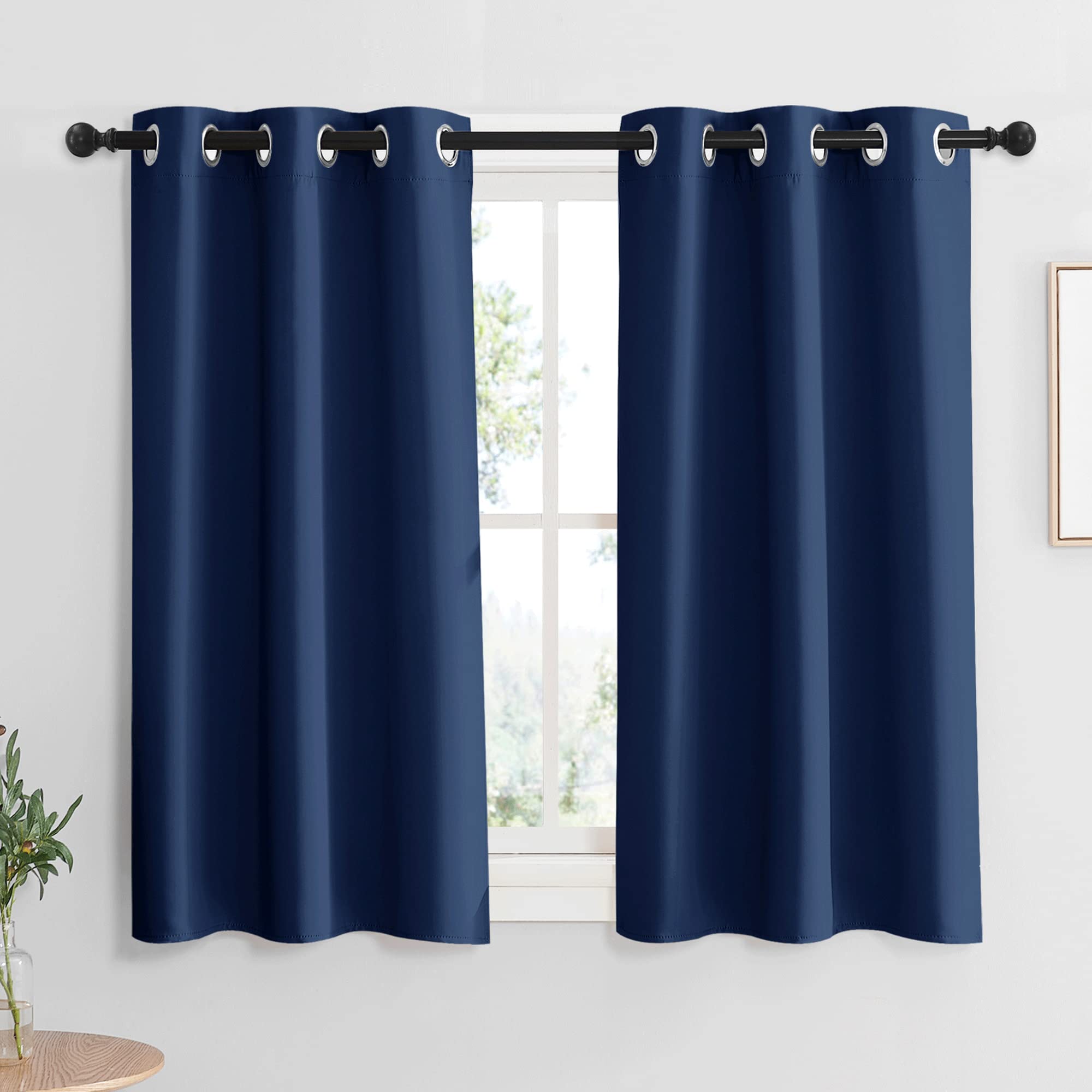 RYB HOME Bedroom Curtains 45 inch Length, Room Darkening Privcay Window Treatment Blackout Thermal Shades for Bedroom Bathroom Basement RV Camper, W37