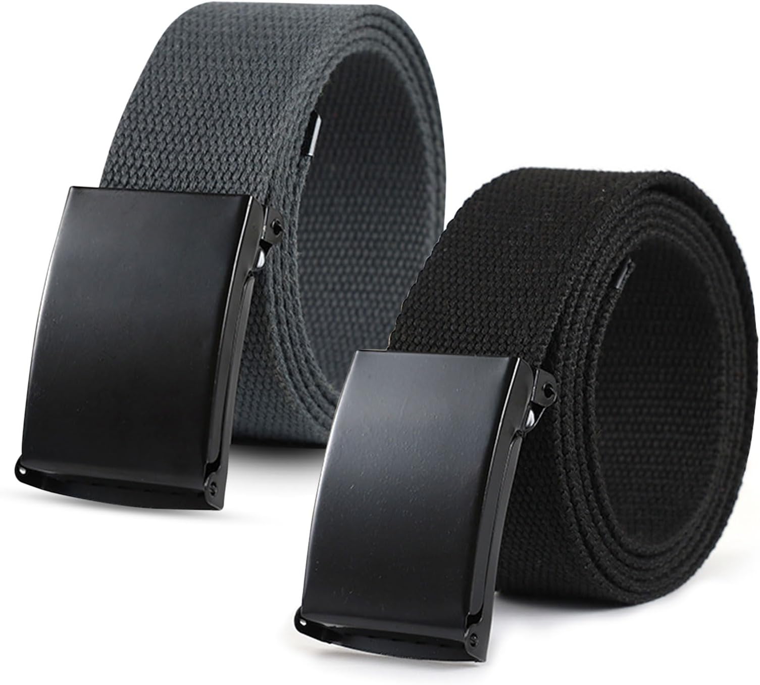 EUPSIIU 2 Pieces Belts for Men, Men's Canvas Belt, Adjustable Nylon Fabric Belt, Work Belts for Men, Classics Canvas Belt, No Holes Belt, Casual Belts, Trim to Fit, 110 cm