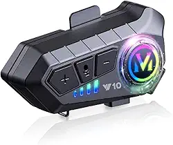 Comunicador Capacete Moto, Fone de Ouvido para Capacete de Moto, Fone de Ouvido Bluetooth para Capacetes de Motociclistas, Bluetooth 5.3 com Cancelamento de Ruído, à Prova D'água Ipx6