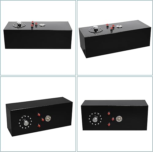 Miniatura 6 de MOTORHOT Kit de tanque de combustible de aluminio con pila de combustible de 15 galones, universal, 57L, pulido de carreras, tira de deriva, tanque