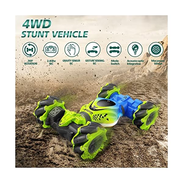 Pristar Ferngesteuertes Auto fÃ¼r Kinder, 4WD RC Drift Stunt Car Ferngesteuertes Auto mit Handsteuerung 2,4 GHz Stunt Drift Spielzeug Weihnachten Geschenke fÃ¼r 6 7 8 9 10 11 12 JÃ¤hrige Jungen MÃ¤dchen – Bild 3