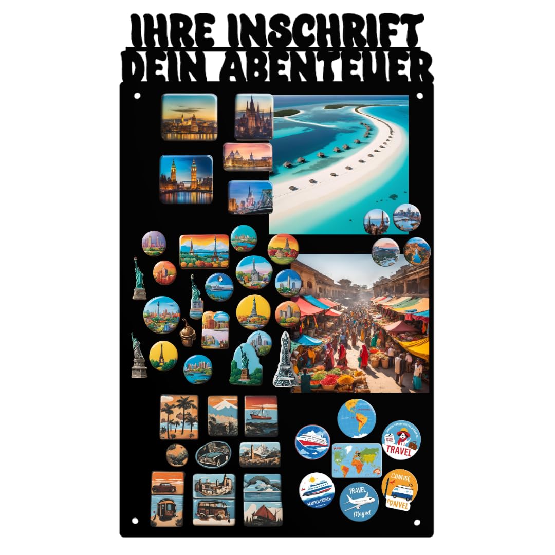 Pizarra Magnética Personalizable - 30x50 cm - de Acero - Se Puede Escribir - Ideal Para Imanes y Notas - Incluye Kit de Montaje - Negro