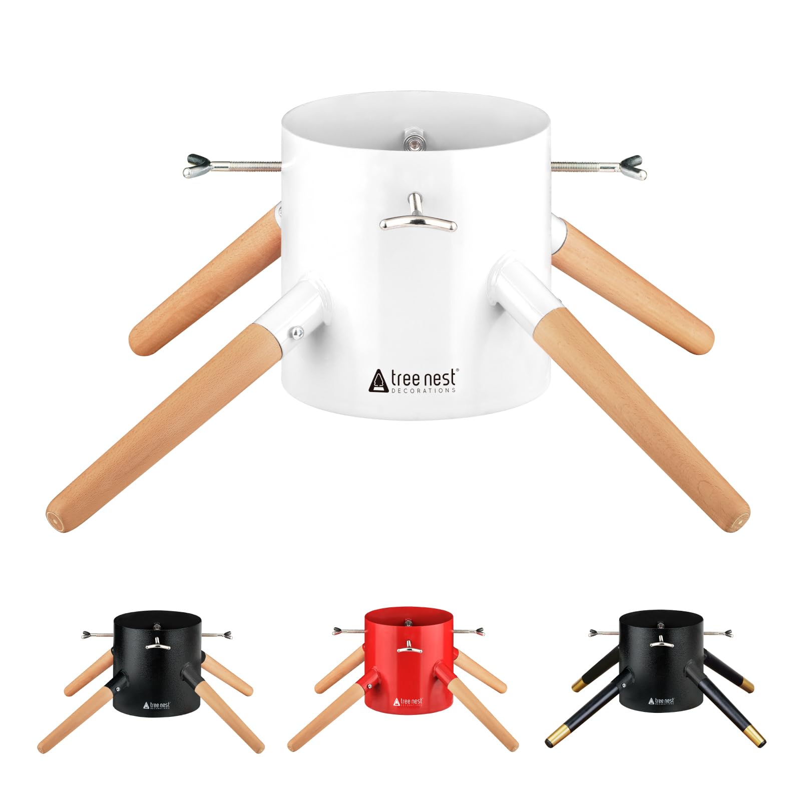 Tree Nest Christmas Tree Stand Base Xmas Modern Tree Metal Holder Stand for 10ft Real Tree Xmas Tree Decoration?Family,White?