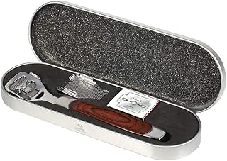 Removedor de calos, removedor de calos para pés, raspador de pés, confortável com cabo de madeira, aço inoxidável, fácil de usar para remover calos, remover a pele morta, durável