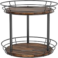 LAMU 10-Inch 2-Tier Wooden Lazy Susan Turntable - Rotating Spice Rack Organizer for Kitchen Counter, Pantry, Bathroom & Vanity