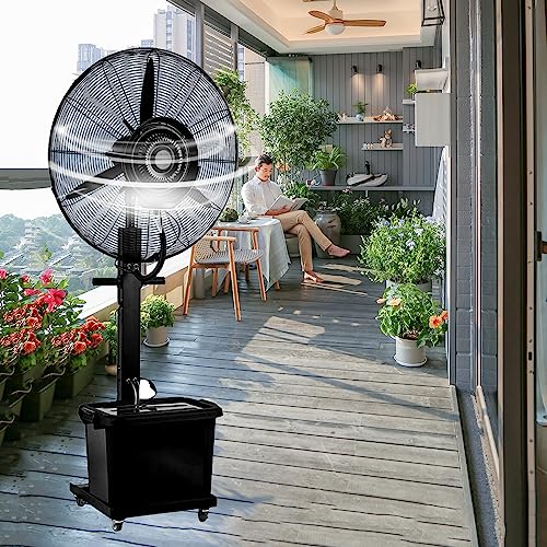 Ventiladores De Pedestal Con Pedestal Inclinable De 26/30 Pulgadas, Nebulizador De Enfriamiento Para Exteriores, 3 Velocidades, Ventiladores Industriales Grandes, Ventiladores De Pie Oscilantes De Al