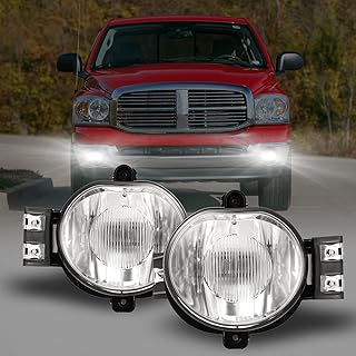 Fog Light Set for 2002-2008 Dodge Ram 1500 4000 / 2002-2009 Dodge Ram 2500 3500 Pickup w / Bulb, Bumper Driving Truck Fog Light Assembly, Fog Lamp Replacement - 9006 12V 51W Clear Len NIXON OFFROAD