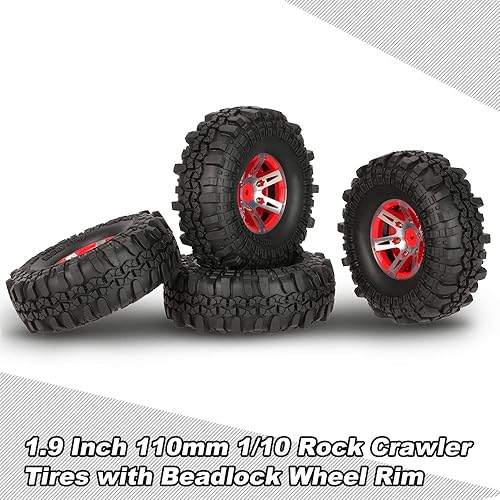 Miniatura 5 de Goolsky 4 neumáticos AUSTAR AX-4020A de 1.9 pulgadas 4.331 in 1/10 Rock Crawler con llantas de aleación Beadlock para D90 SCX10 AXAIL RC4WD TF2 RC