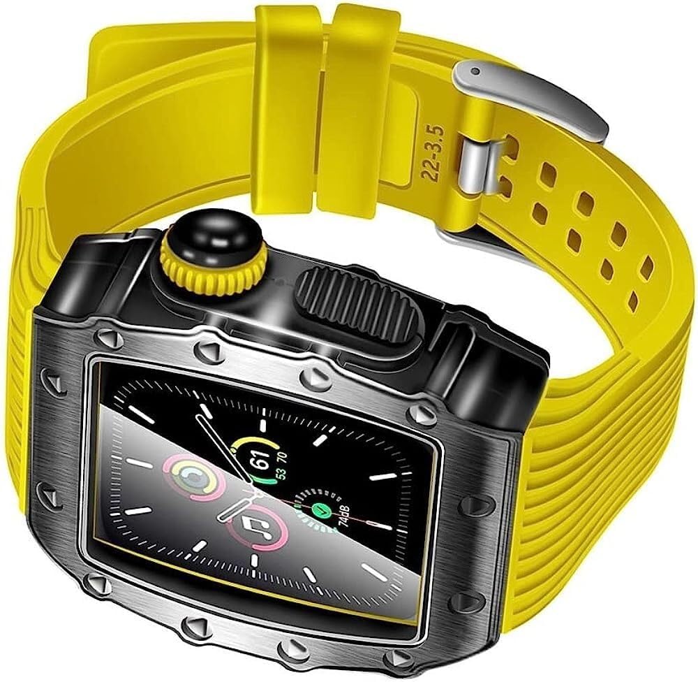 Alloy Frame Silicone Watch Band，For Apple Watch 8/7 45mm 41mm 44mm 40mm，For Women and Men Watch Band Mod Kit Rm Metal Bezel Protection Sport Strap Replacement Kit