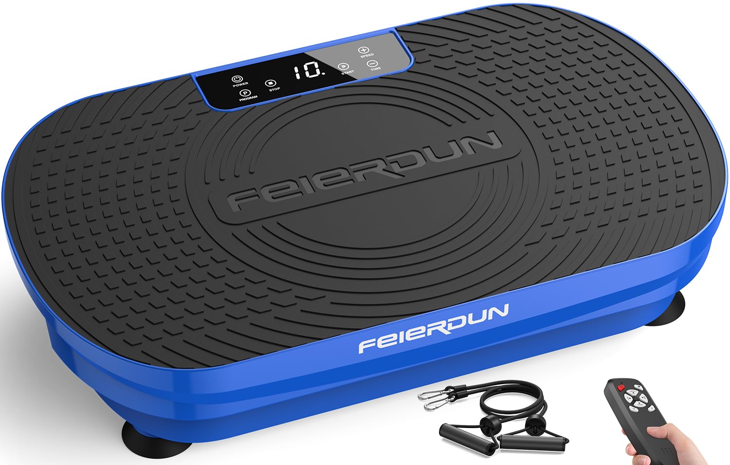 FEIERDUN Vibration Plate Exercise Machine, Vibration Plate for Weight Loss, Whole Body Vibration Plate Machine w/Loop Bands, Remote Control-Blue