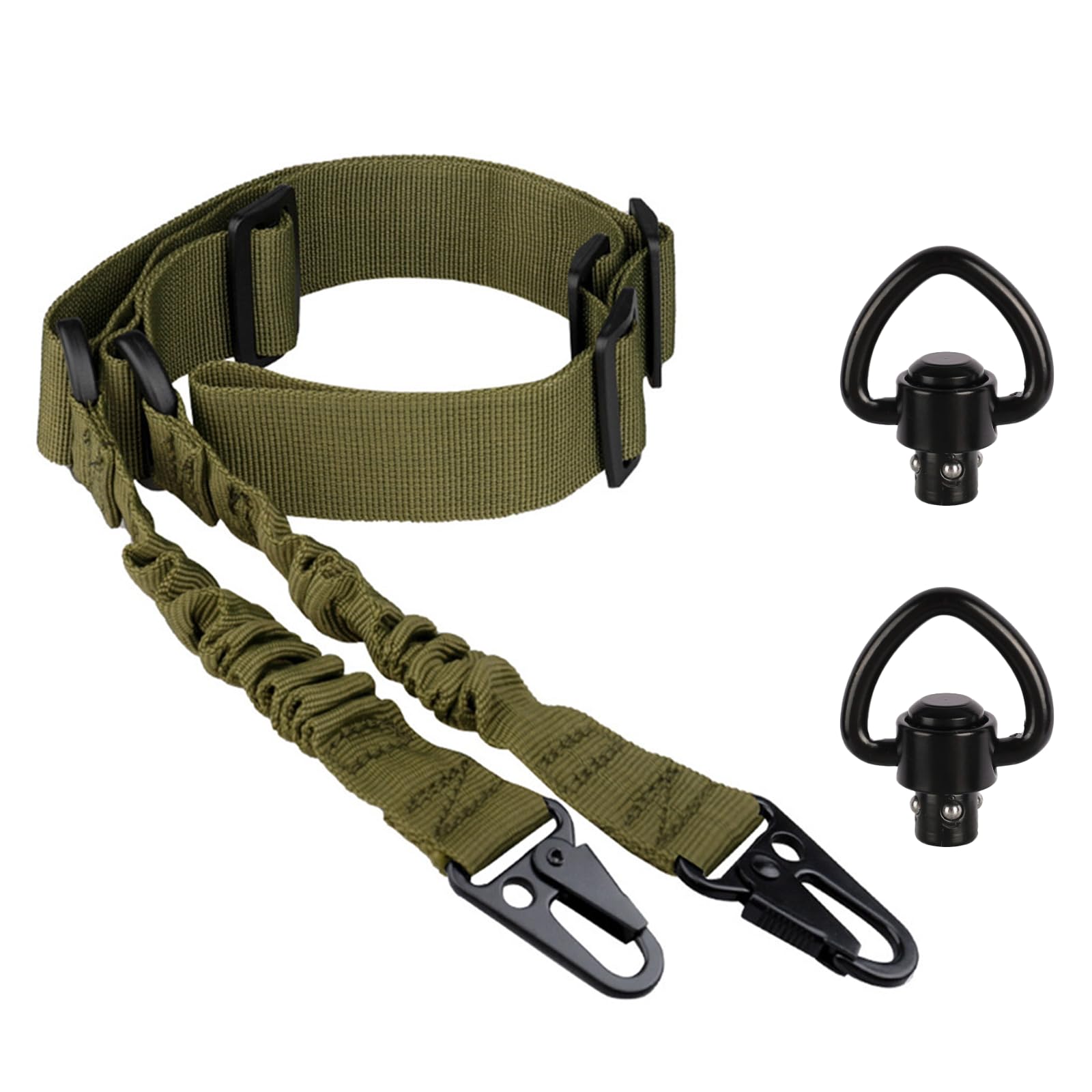 Sangle Airsoft avec 2 Crochets Métalliques, 2 Points Sangle Airsoft Réglable, Sangle de Fusil Nylon pour la Chasse Sportive en Plein Air (Vert)