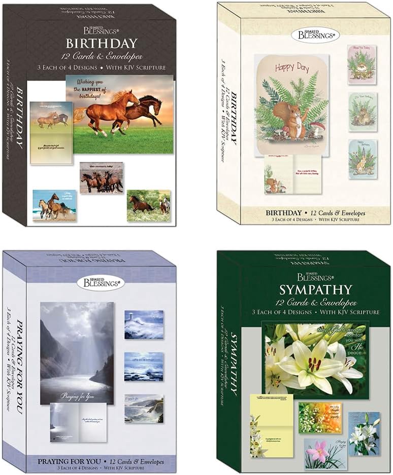 48 Count All Occasion Religious Greeting Cards Bundle 2, King James Version Scriptures, Faith Based Christian Cards, Assorted Designs