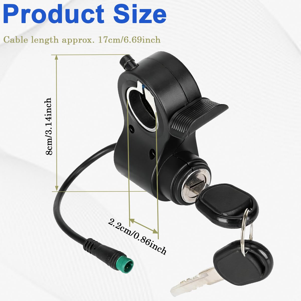 Interruttore di accensione con acceleratore a chiave per monopattino elettrico per Kukirin G2 Pro, G2 Max e G2 Pro DB, a 5 pin, ricambio e accessori
