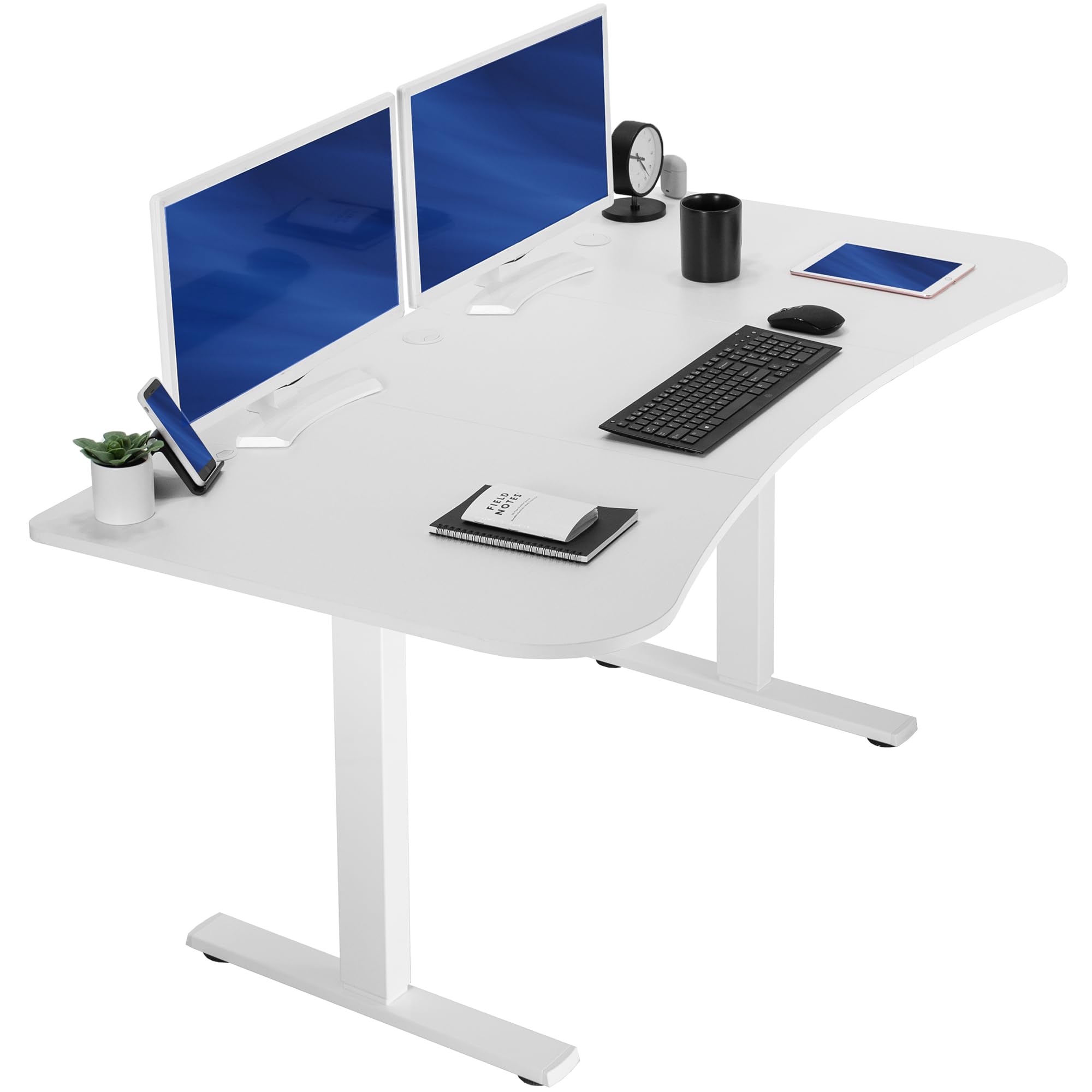 VIVO Electric 63 x 32 in Standing Desk, Memory Height Adjustment, 1B Series, Holds 220 lbs, White Top White Frame, DESK-KIT-1W1W