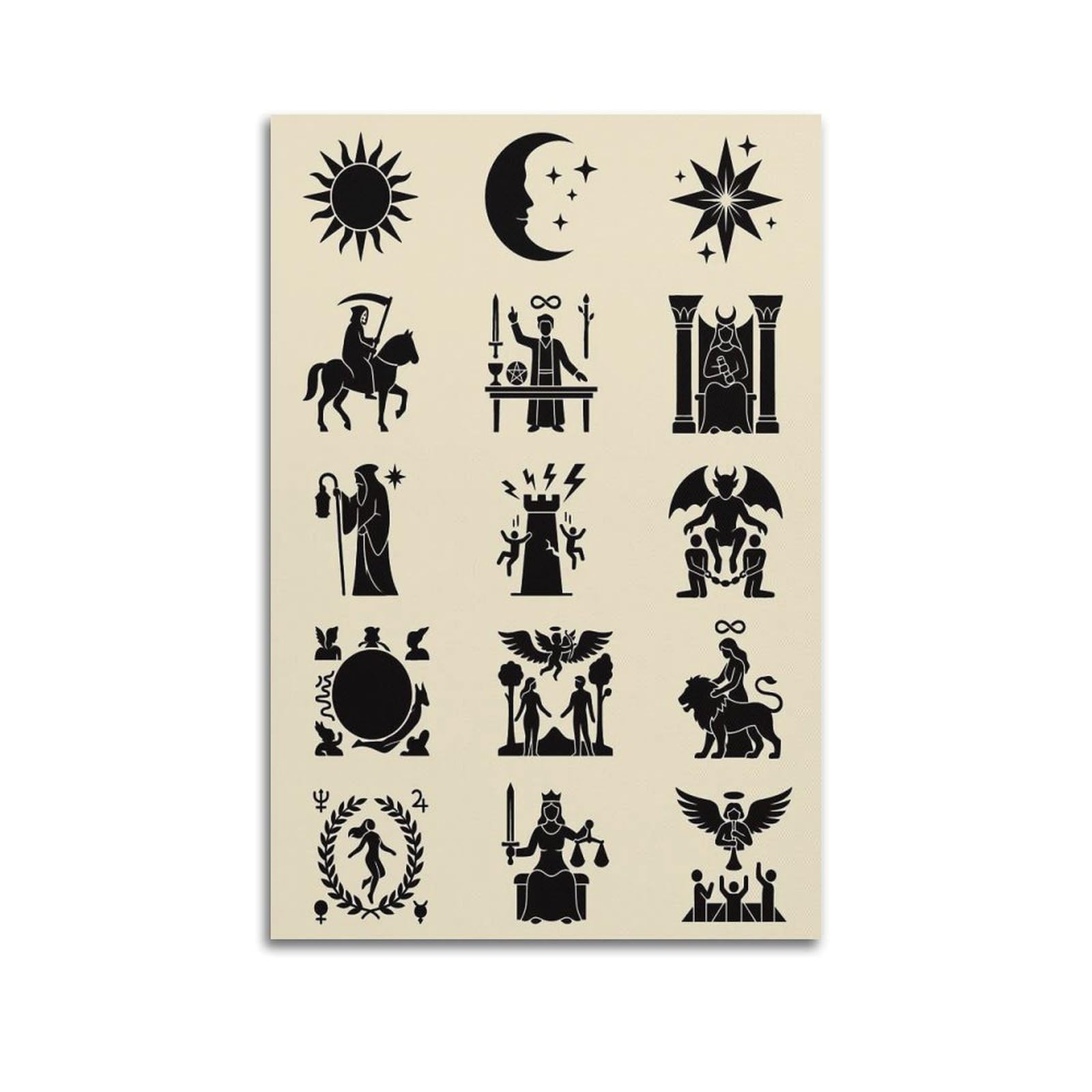 XKUGA Astrology Symbol Mystic Celestial Poster Mythology Pattern Modern Decorative Canvas Prints - Ideal Wall Art for Family, Man Cave, Game Room, Boys & Girls Bedroom 24x36inch(60x90cm)