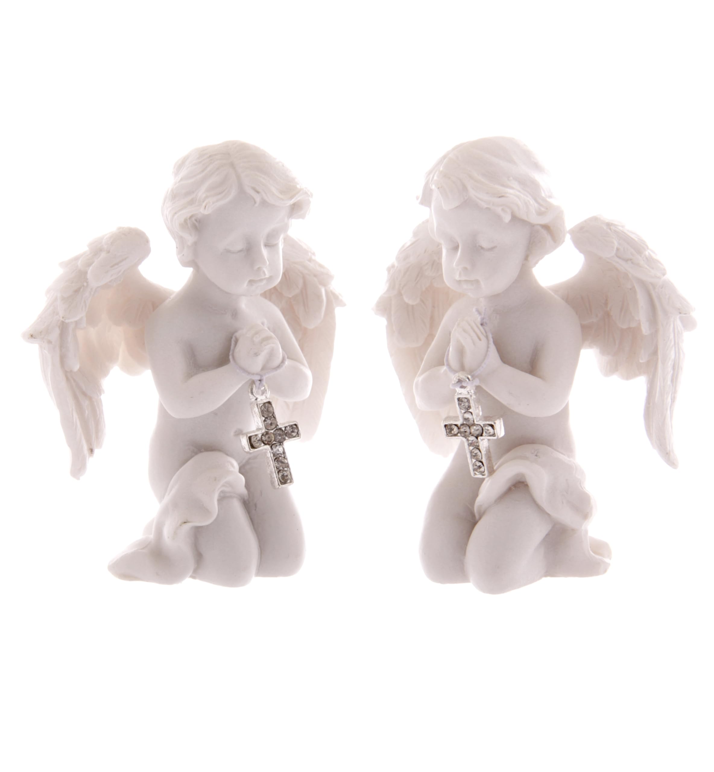 Puckator White Cherub Praying With Bejewelled Cross - Romantic Modern Love Wedding Gift Gifts For Girlfriend - Fairy Fairies Grave Ornaments Figurine - Valentines Day Gifts For Her Him - Home Decor