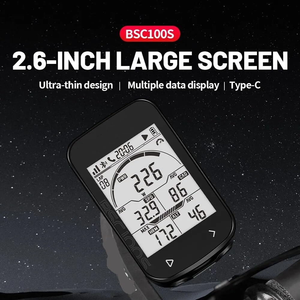 Compteur de vélo GPS BSC100S, Compteur de Vitesse sans Fil, chronomètre numérique, odomètre de Cyclisme, Ordinateur de Cyclisme