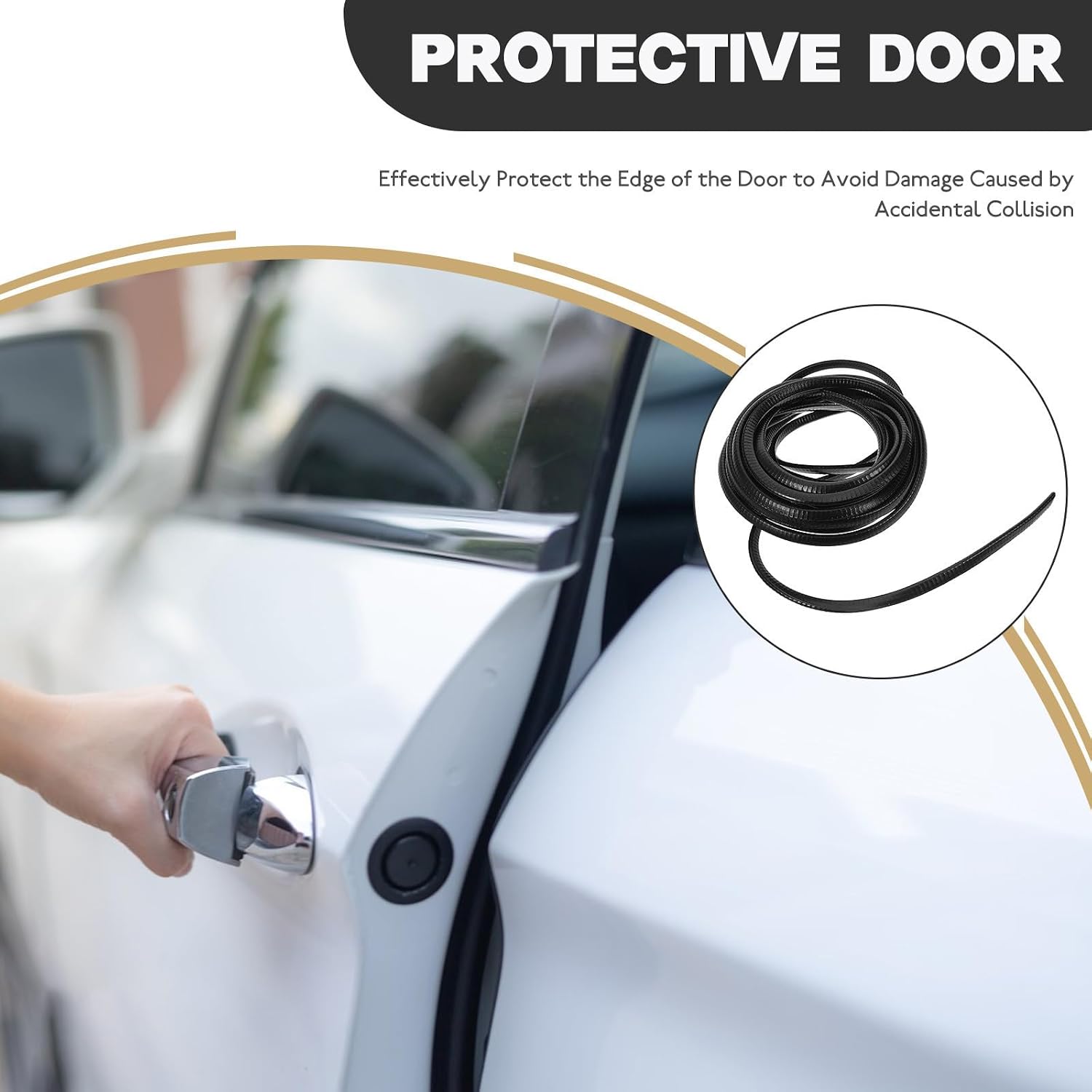 Baluue Car Door Protector Edge Guards Strip U-Shaped Rubber and Steel Door Armor Bumper Strip for Reliable Protection Against Dents and Scrapes Universal Fit Stylish Black Trim