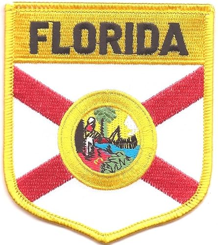 Florida State Shield Patch 3⅛ x 3½ Embroidered Iron‑On Sew‑On Emblem