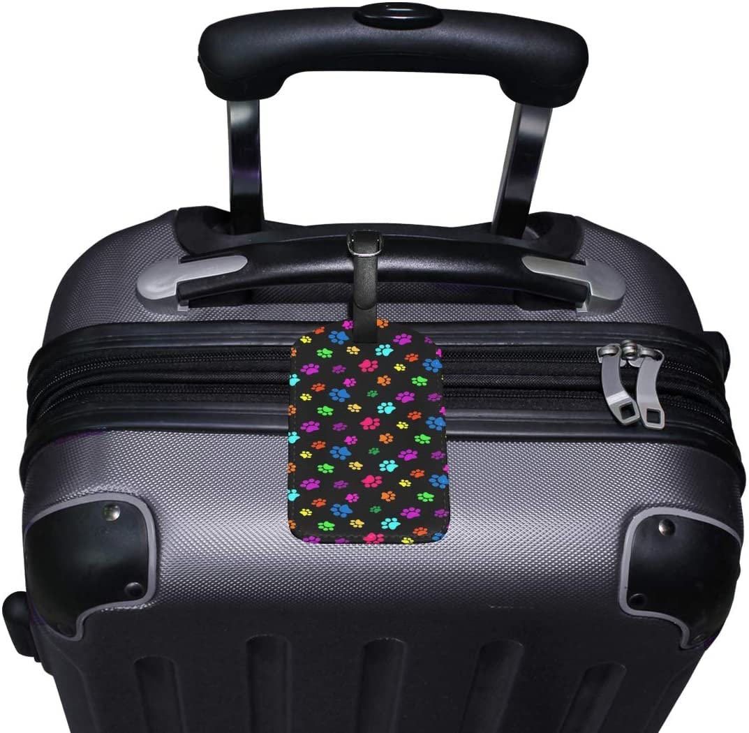 2 pezzi in pelle colorata cane zampa stampa bagagli etichette bagaglio da viaggio etichetta borsa
