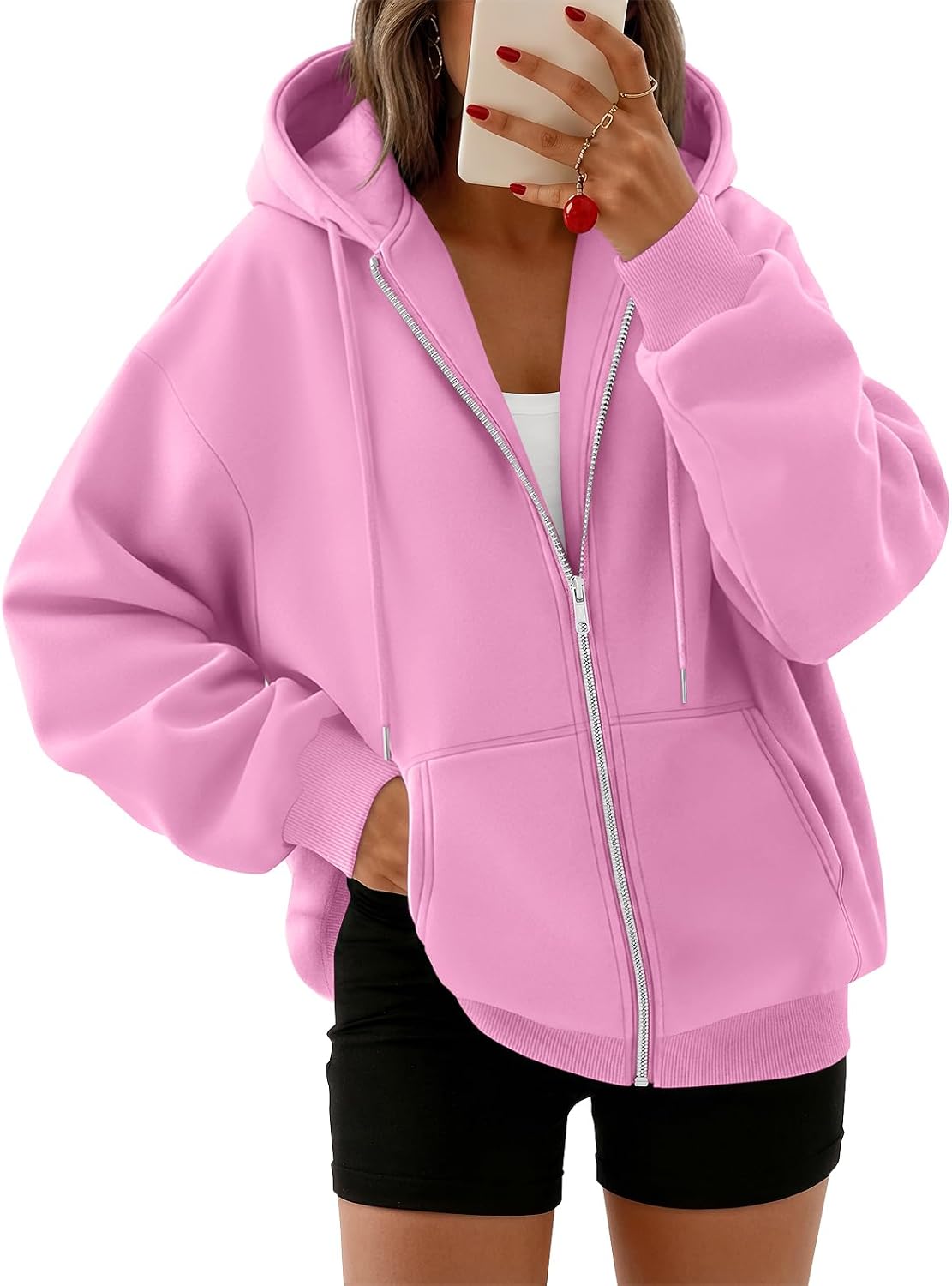 Trendy Queen Womens Oversized Zip Up Hoodies Y2K Fall Sweatshirts 2026
