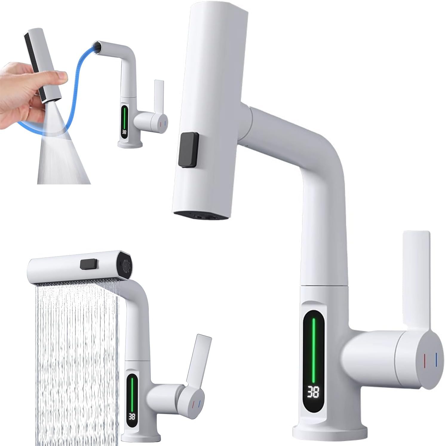 Robinet de cuisine design cascade pour réguler la température sans brûlure