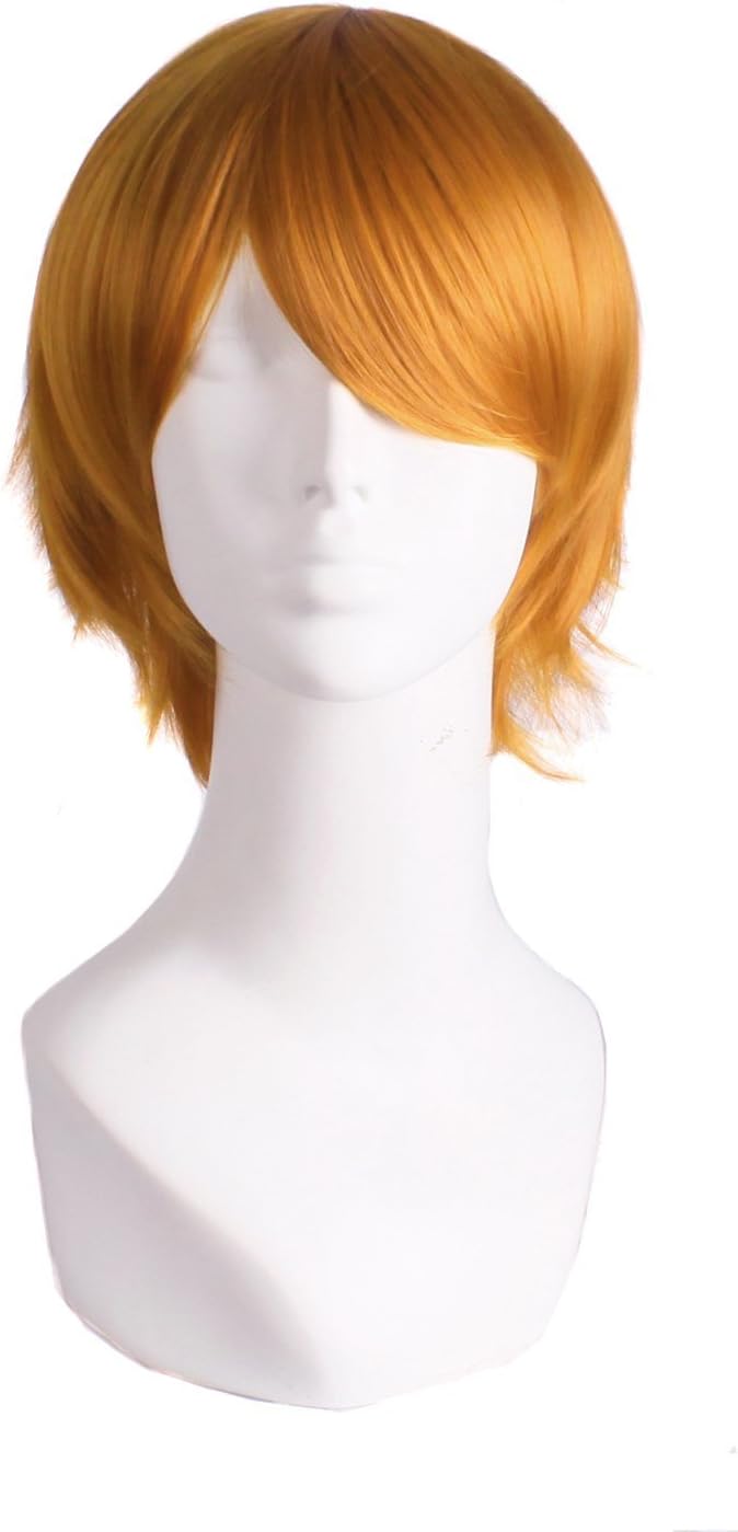 MapofBeauty (Golden Orange) - Men's Short Straight Wig Cosplay Costume Wig (Golden Orange)