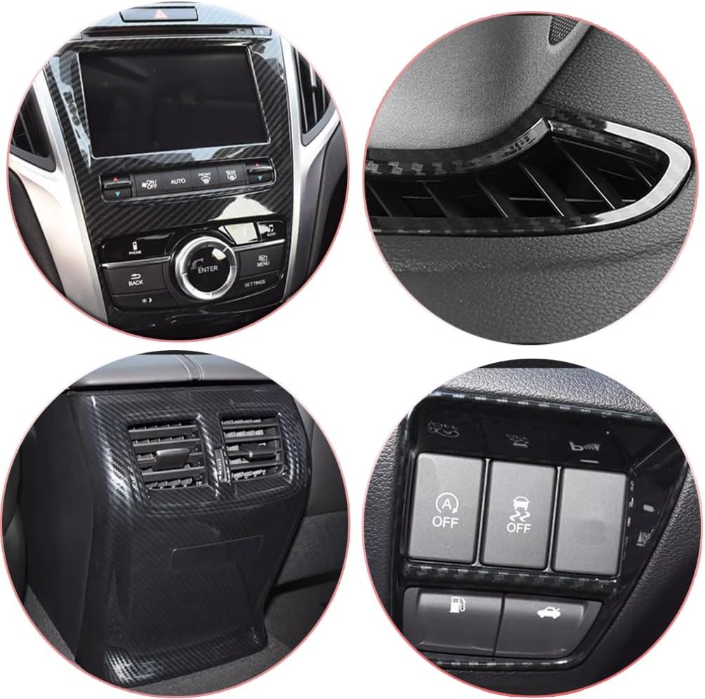 2Pcs Center Console Automatic Transmission Shift Boots Panel Cup Holder Cover for Acura TLX 2015-2020 - ABS Carbon Fiber Sport Interior Accessories（with Gear Shift Lever）