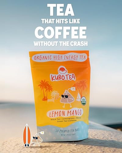 Miniatura 5 de Kubo Tea Té negro con alto contenido de cafeína (155 mg) – Té energético de limón y mango para concentración y energía limpia Alternativa de café
