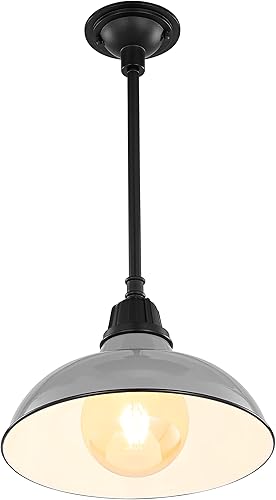 JONATHAN Y JYL7611D Jaspe 12.25 pulgadas, 1 luz de granja industrial para interiores y exteriores, hierro LED, colgante redondo de metal, estilo