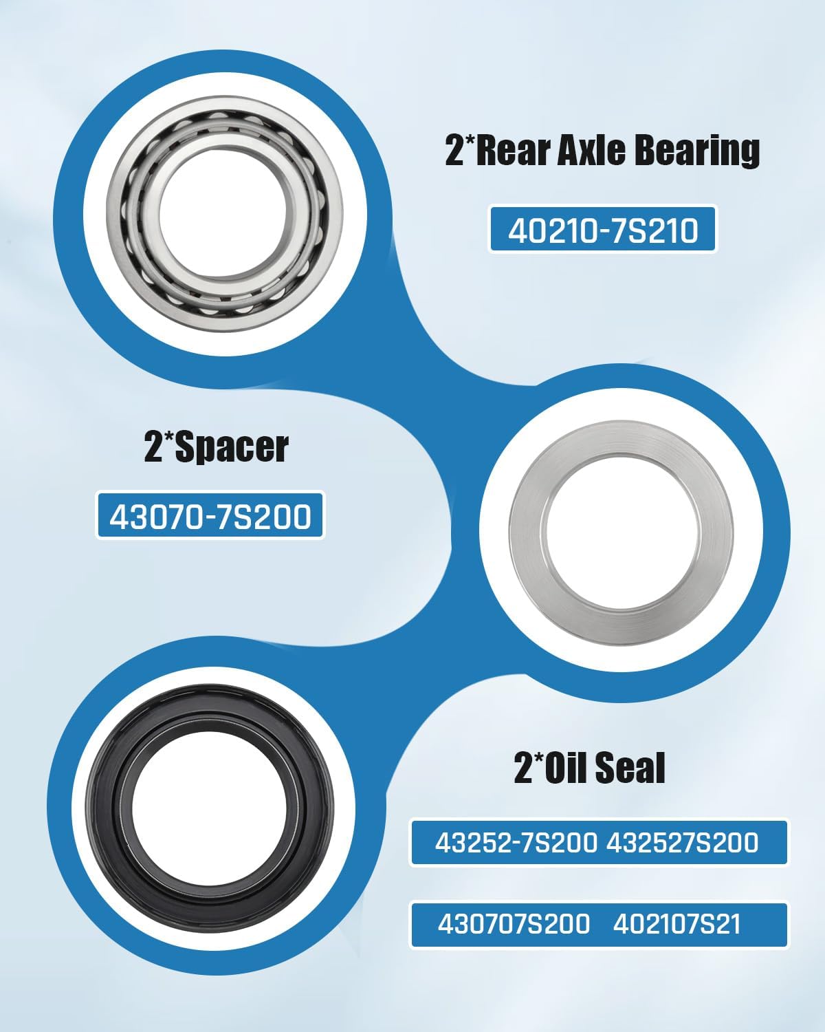 Rear Axle Bearing Inner Spacer Oil Seal Kit 43252-7S200, Fit for Nissan Titan 2004-2007 Frontier 2005-2017 Xterra 2006-2015, Replace 40210-7S210 43070-7S200 432527S200 430707S200 402107S210