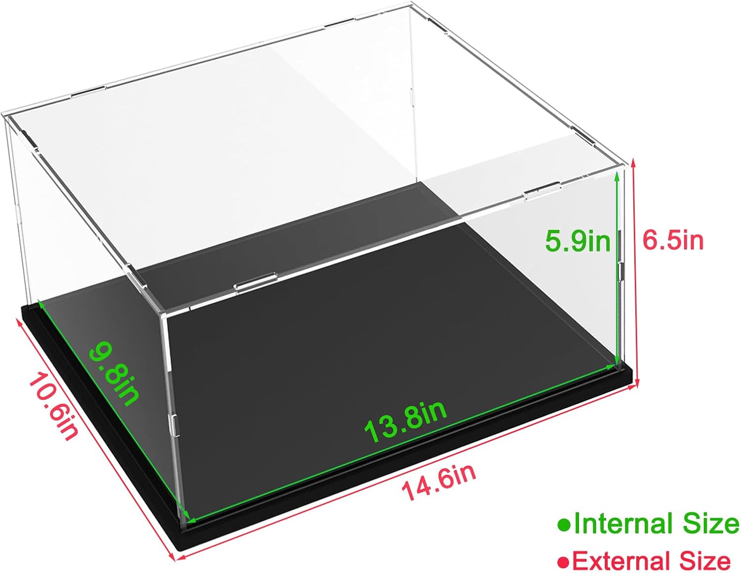 Thickened Clear Acrylic Display Case for Lego 75375 Millennium Falcon for 21319 Central Perk 75380 42204 Collectibles Transparent Box for Lego Display with Led Light, Black Inside 13.8 x 9.8 x 5.9in
