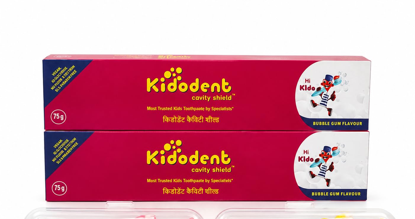 All New Kidodent Cavity Shield Kids Toothpaste, Bubble Gum Flavour, 75g Pack of 2 (150g) | Vegan, SLS & Paraben Free, Fluoride Toothpaste for Kids | Vegan, Fluoride Toothpaste, SLS Free, Paraben Free-picture-12