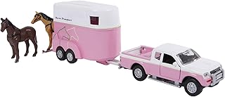 Van Manen Kids Globe Traffic Mitsubishi 520124 Toy Car and Horse Trailer Set Pink/White for Girls